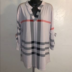Split Sleeve Plaid Tunic